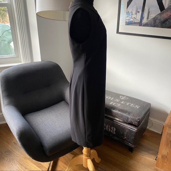 NWT Calvin Klein Solid Sleeveless Sheath with Front Cut Out Dress 8 Black - Picture 7 of 11